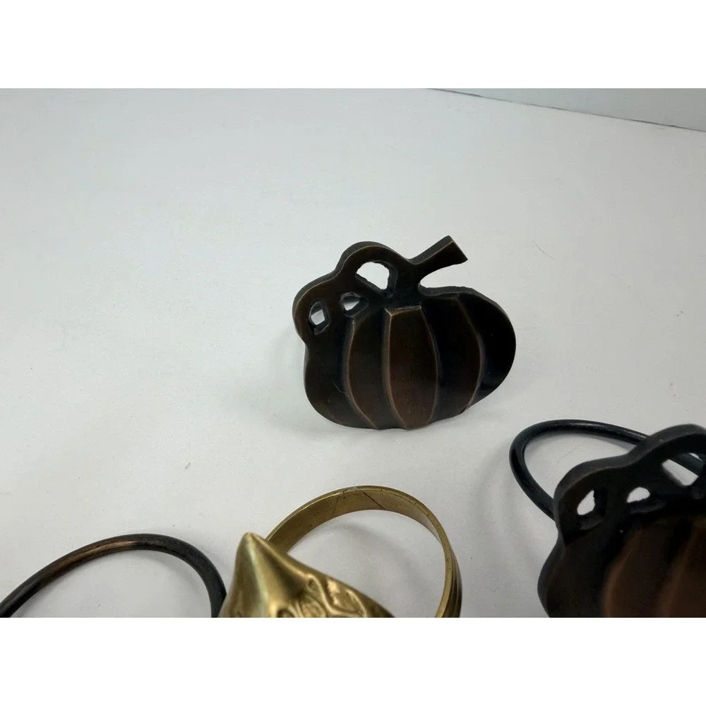 Thanksgiving Fall Lot Of Metal Napkin‎ Rings 3 Acorns 4 Pumpkins